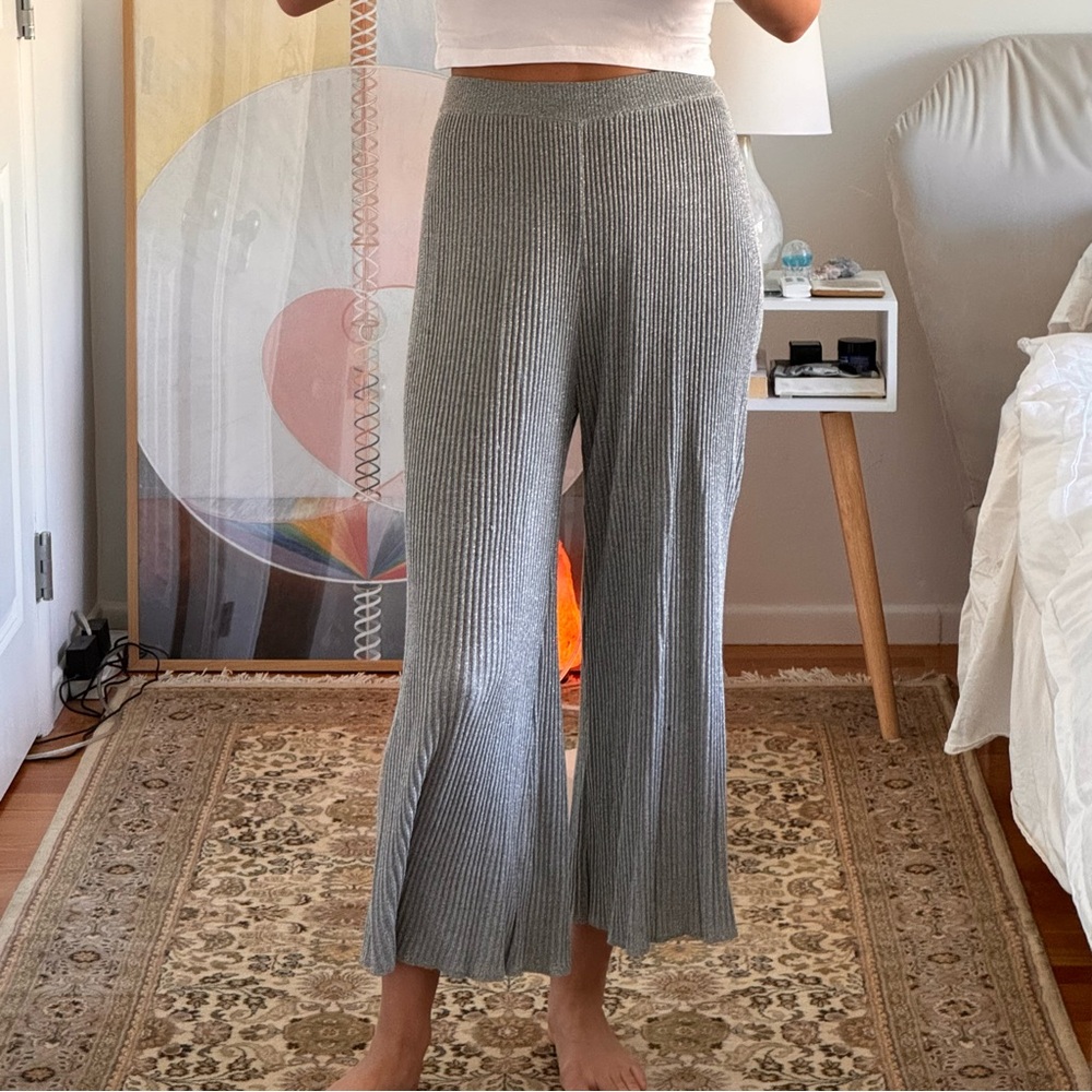 Mes Demoiselles flowy silver sparkly pants size 1 (small)
